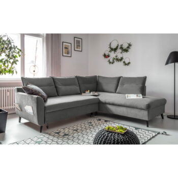 Svetlosivá zamatová rozkladacia rohová pohovka Miuform Stylish Stan L, pravý roh - Image 3