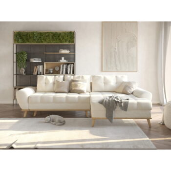 Krémová rozkladacia rohová pohovka (pravý roh) Balitco – Ropez - Image 8
