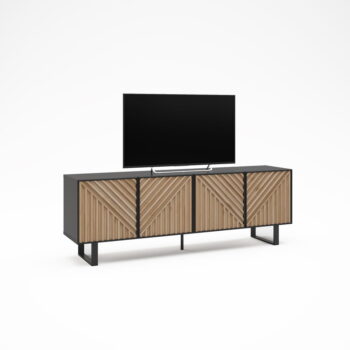 TV stolík v dekore duba v čierno-prírodnej farbe 161x55x35 cm Alana – Marckeric - Image 6