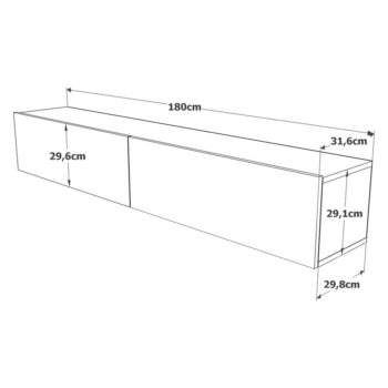 TV stolík v dekore borovice v zeleno-prírodnej farbe 180x30x32 cm – Kalune Design - Image 6