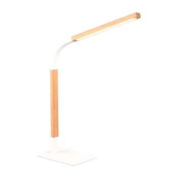 LED stmievateľná stolová lampa v bielej a prírodnej farbe s dreveným tienidlom (výška 73,5 cm) Norris – Trio – Obrázok 4