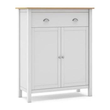 Biela/prírodná vysoká komoda z borovicového dreva 90x110 cm Misti – Marckeric - Image 2