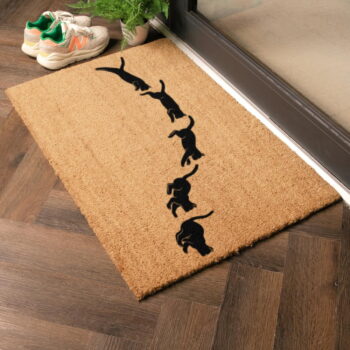 Rohožka z kokosového vlákna 60x90 cm Jumping Cats – Artsy Doormats - Image 5