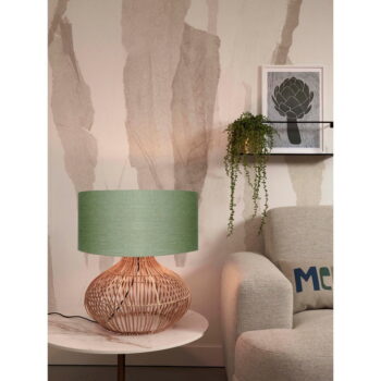 Stolová lampa s textilným tienidlom v zeleno-prírodnej farbe (výška 60 cm) Kalahari – Good&Mojo – Obrázok 3