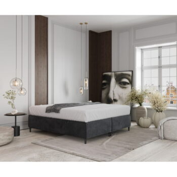 Antracitovosivá čalúnená dvojlôžková posteľ s úložným priestorom 160x200 cm Tate – Maison de Rêve – Obrázok 3