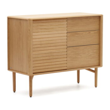 Nízka komoda v dekore duba v prírodnej farbe 105x86 cm Lenon – Kave Home - Image 2