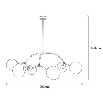 Bielo-čierne závesné svietidlo so skleneným tienidlom ø 90 cm Kromozóm – Opviq lights - Image 7