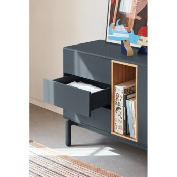 Tmavosivá nízka komoda 180x76 cm Corvo - Teulat – Obrázok 9