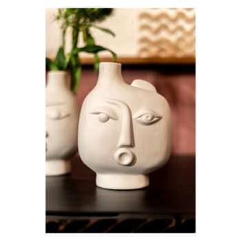 Béžová keramická ručne maľovaná váza Spherical Face – Kare Design - Image 3