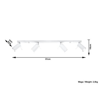 Biele stropné svietidlo Nice Lamps Etna 4L – Obrázok 5
