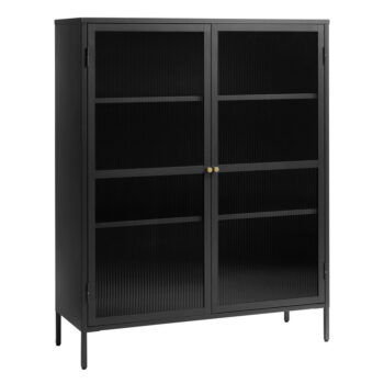 Čierna kovová vitrína 111x140 cm Bronco – Unique Furniture – Obrázok 2