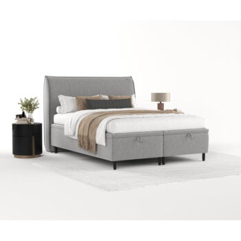 Svetlosivá čalúnená dvojlôžková posteľ s úložným priestorom 200x200 cm Pearl – Maison de Rêve - Image 5