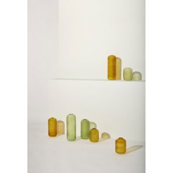 Okrovožlté sklenené ručne vyrobené vázy v súprave 3 ks (výška 20 cm) Fleur – Hübsch – Obrázok 2