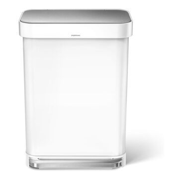 Biely nášľapný oceľový odpadkový kôš 55 l – simplehuman - Image 4