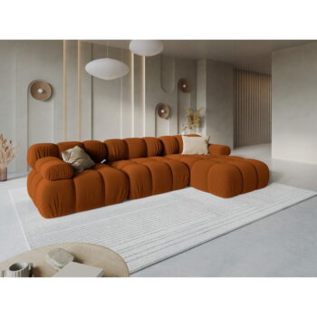 Oranžová zamatová pohovka 285 cm Bellis – Micadoni Home - Image 7