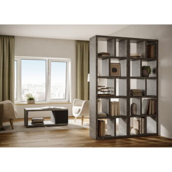 Sivá knižnica v dekore betónu 70x198 cm Berlin – TemaHome - Image 4