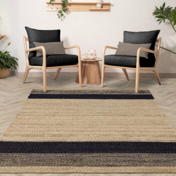 Čierno-béžový obojstranný ručne tkaný jutový koberec 120x170 cm Cedar – Asiatic Carpets - Image 2