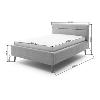 Sivá čalúnená dvojlôžková posteľ s úložným priestorom s roštom 140x200 cm Lotte - Meise Möbel – Obrázok 10