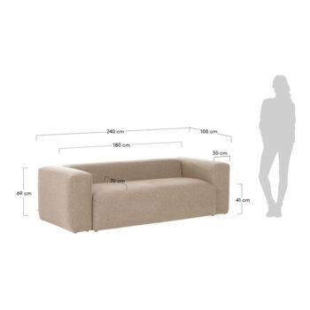 Béžová pohovka Kave Home Blok, 240 cm – Obrázok 10