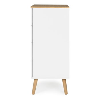 Biela skrinka s detailmi v dekore dubového dreva s 4 zásuvkami Tenzo Dot, šírka 55 cm - Image 6