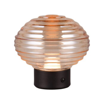 Čierno-béžová stmievateľná LED stolová lampa so skleneným tienidlom (výška 14,5 cm) Earl – Trio - Image 3