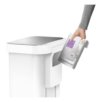Biely nášľapný oceľový odpadkový kôš 55 l – simplehuman - Image 5
