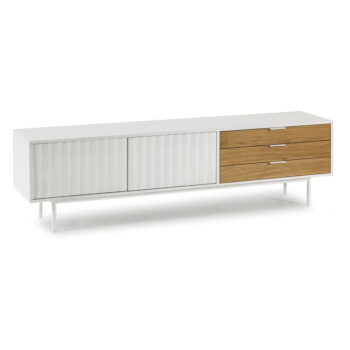 TV stolík v dekore duba v bielo-prírodnej farbe 180x52 cm Sierra – Teulat - Image 3