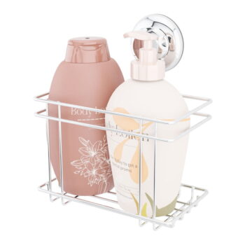 Samodržiaca kovová kúpeľňová polička v striebornej farbe Bestlock Bath – Compactor – Obrázok 6