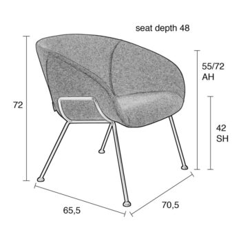 Sivé kreslo Zuiver Feston – Obrázok 3