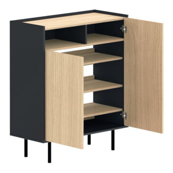 Skrinka na topánky v dekore duba v čierno-prírodnej farbe Sienna – TemaHome - Image 2