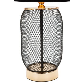 Stolová lampa s textilným tienidlom v čierno-zlatej farbe (výška 47 cm) Chaine – Mauro Ferretti - Image 4
