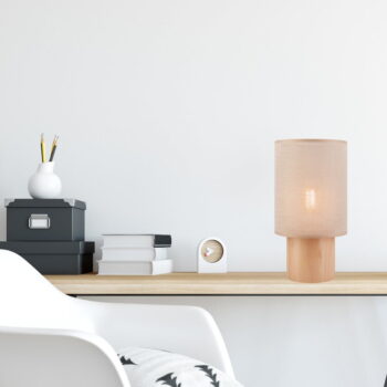 Svetlohnedo-béžová stolná lampa s textilným tienidlom, výška 30 cm Ari – LAMKUR - Image 2
