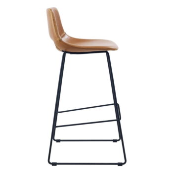 Koňakovohnedé barové stoličky z imitácie kože v súprave 2 ks (výška sedadla 76 cm) Zahara – Kave Home - Image 4