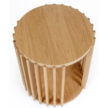 Odkladací stolík z dubového dreva Woodman Drum, ø 53 cm - Image 4
