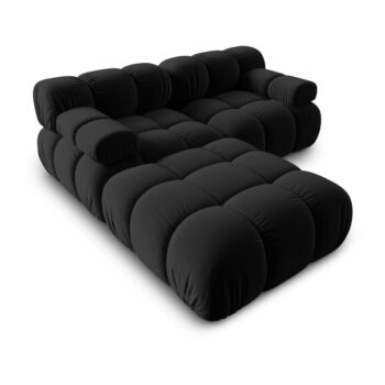 Čierna zamatová rohová pohovka Bellis – Micadoni Home - Image 4