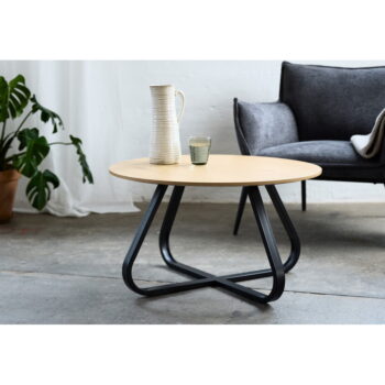 Okrúhly konferenčný stolík s doskou v dubovom dekore v prírodnej farbe ø 80 cm Cesura – Unique Furniture – Obrázok 2