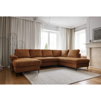 Oranžovohnedá menčestrová rozkladacia rohová pohovka (pravý roh) Lofty Lilly – Miuform - Image 3