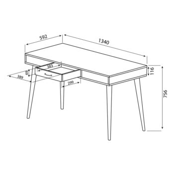 Čierny pracovný stôl s doskou v dekore duba 134x59 cm - TemaHome - Image 8