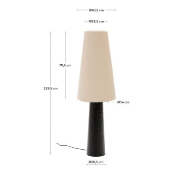 Čierno-krémová stojacia lampa s textilným tienidlom (výška 129 cm) Senni – Kave Home - Image 7