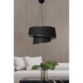Závesné svietidlo v čierno-striebornej farbe s textilným tienidlom ø 32 cm Barette – Opviq lights - Image 2