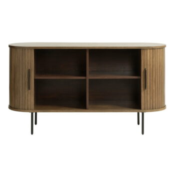Hnedá nízka komoda v dekore duba s posuvnými dverami 140x76 cm Nola – Unique Furniture – Obrázok 4