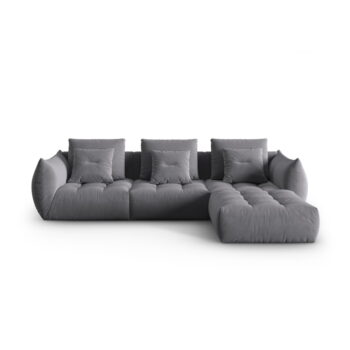 Tmavosivá rohová pohovka z textílie bouclé (variabilný roh) Bloom – Micadoni Home