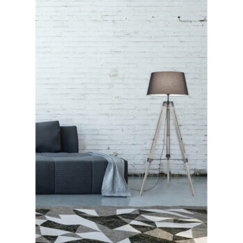 Sivá stojacia lampa z prírodného dreva a tkaniny Trio Tripod, výška 143 cm - Image 3
