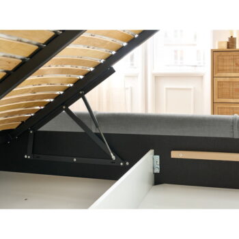 Svetlosivá čalúnená dvojlôžková posteľ s úložným priestorom s roštom 180x200 cm Vernon – Bobochic Paris – Obrázok 5