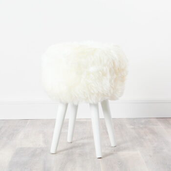 Stolička s bielym sedákom z ovčej kožušiny Native Natural White, ⌀ 30 cm - Image 2