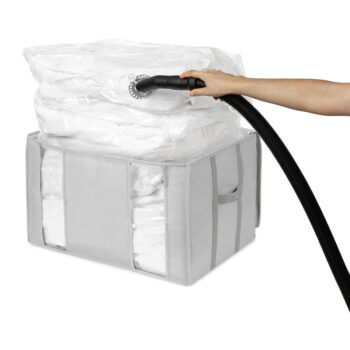 Vákuový/vystužený látkový úložný box na oblečenie 56x42x33 cm Granit – Compactor - Image 9
