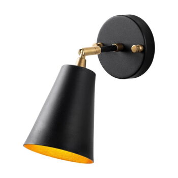 Nástenné svietidlo v čiernej a zlatej farbe ø 10 cm Evander – Opviq lights