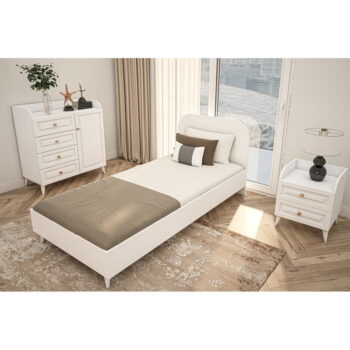 Biela jednolôžková posteľ 90x190 cm Lavinia – Kalune Design - Image 2