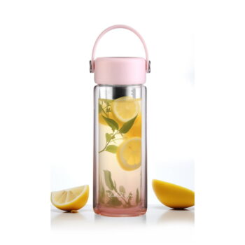 Ružová sklenená fľaša 350 ml Fuori – Vialli Design - Image 8