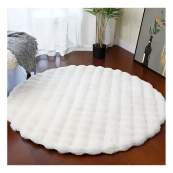 Biely umývateľný okrúhly koberec ø 100 cm Bubble White – Mila Home - Image 4